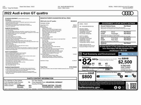 Used 2022 Audi e-tron GT Prestige w/ Prestige Package image 2