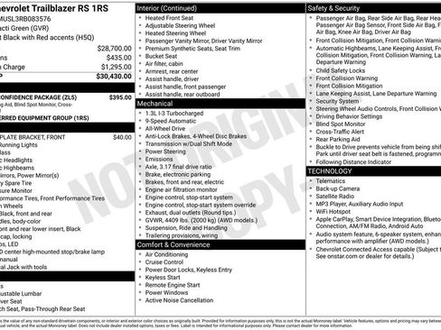 Used 2024 Chevrolet TrailBlazer RS w/ Driver Confidence Package AWD/4WD image 29