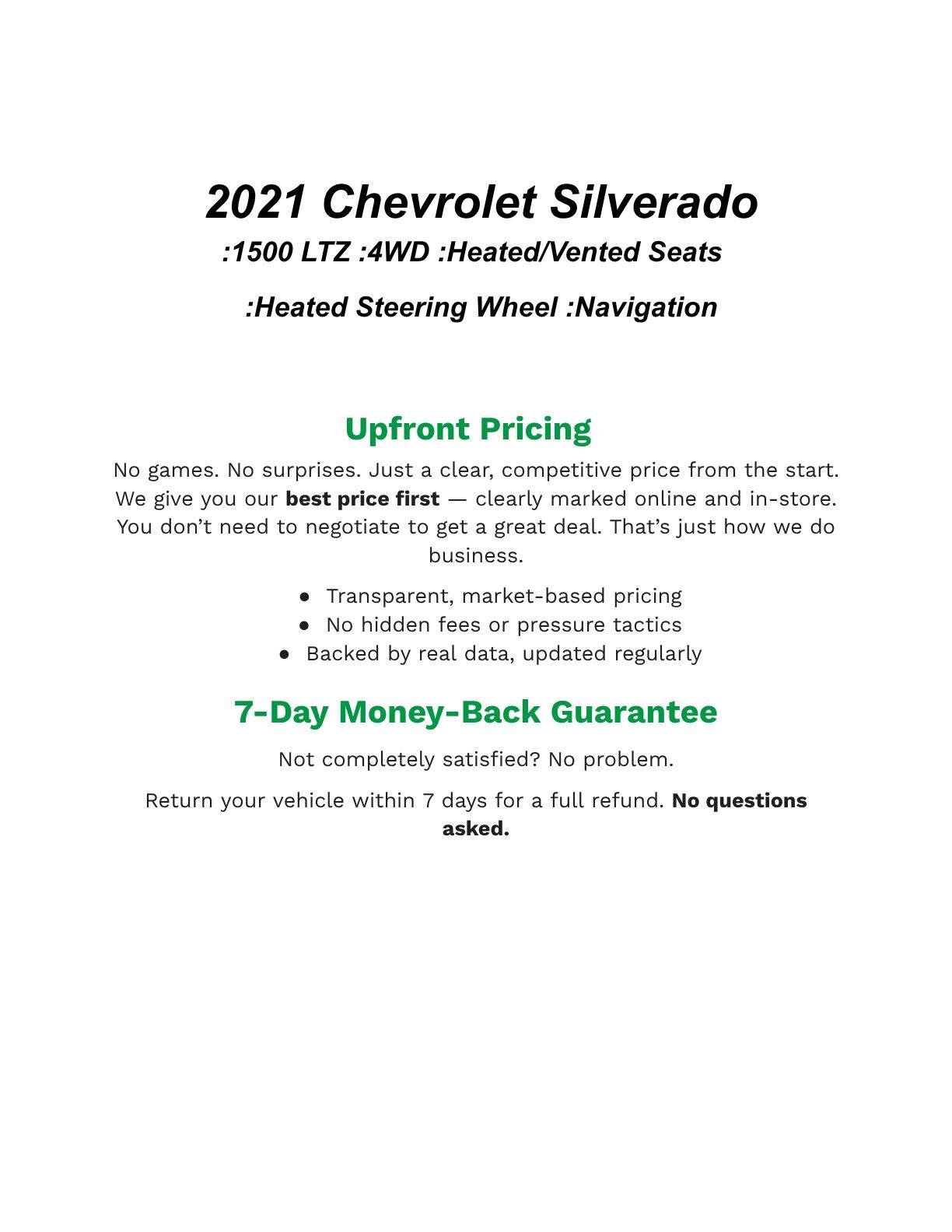 Used 2021 Chevrolet Silverado 1500 LTZ w/ LTZ Premium Package AWD/4WD image 2