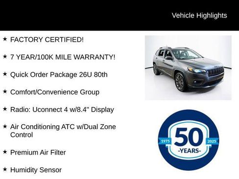 Certified 2021 Jeep Cherokee Latitude Lux 80th Anniv w/ Quick Order Package 26U 80TH AWD/4WD image 8
