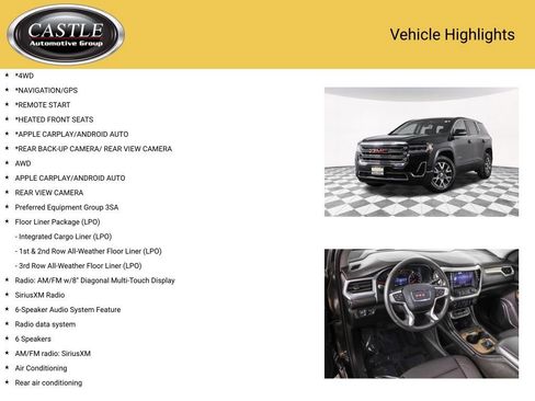 Certified 2023 GMC Acadia SLE w/ LPO, Floor Liner Package image 3