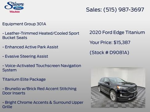 Used 2020 Ford Edge Titanium w/ Equipment Group 301A AWD/4WD image 16