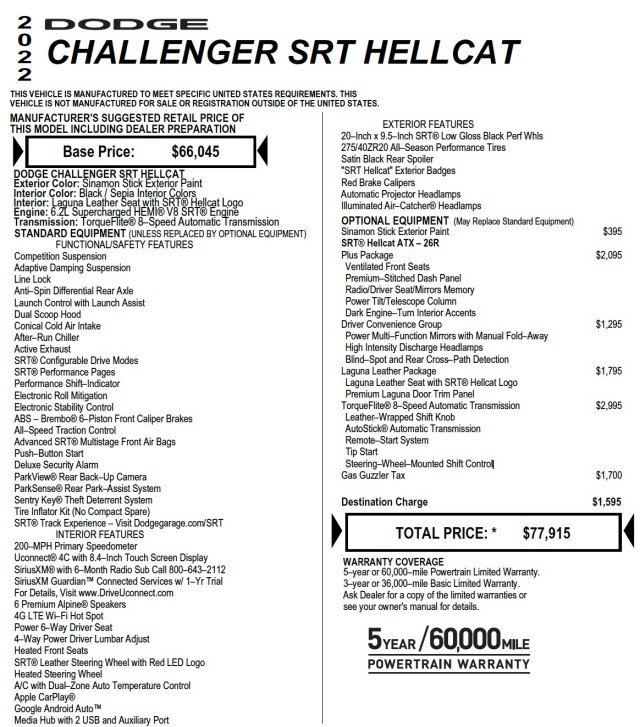 Used 2022 Dodge Challenger SRT Hellcat w/ Plus Package RWD image 15