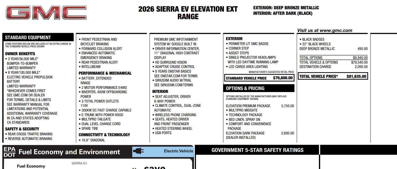 Used 2026 GMC Sierra EV Elevation w/ Premium Package AWD/4WD image 4