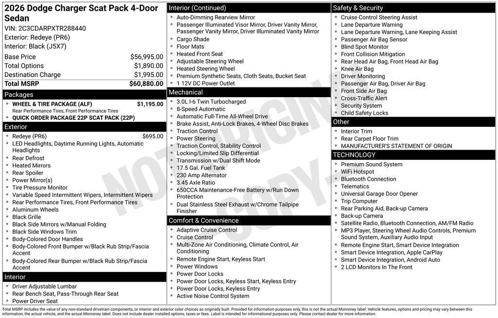 New 2026 Dodge Charger Scat Pack w/ Wheel & Tire Package AWD/4WD image 9