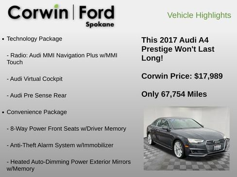 Used 2017 Audi A4 2.0T Prestige w/ Prestige Package image 12