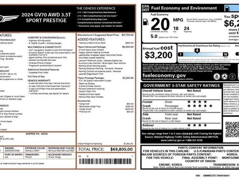 Used 2024 Genesis GV70 3.5T Sport w/ Sport Prestige Package AWD/4WD image 4