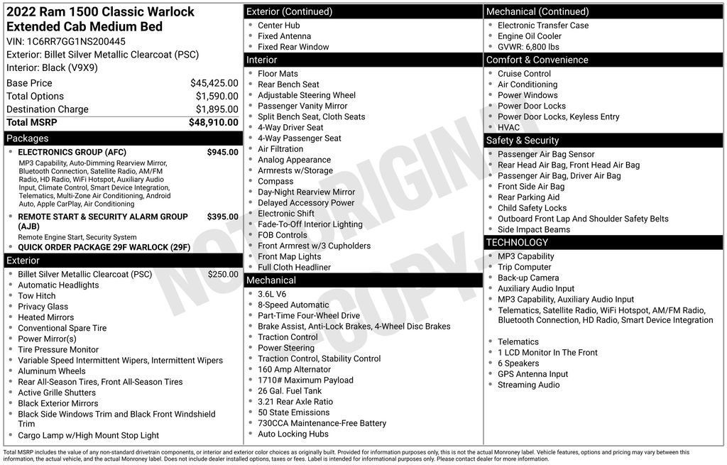 Used 2022 RAM 1500 Warlock w/ Electronics Group AWD/4WD image 11