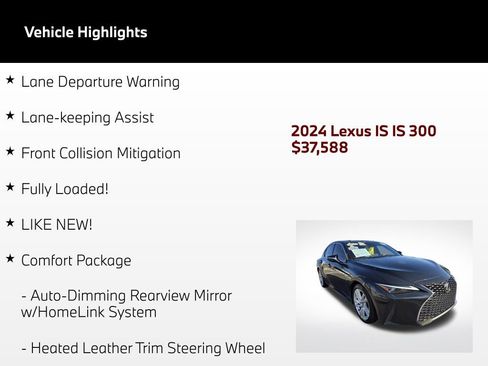 Used 2024 Lexus IS 300 w/ Comfort Package RWD image 4
