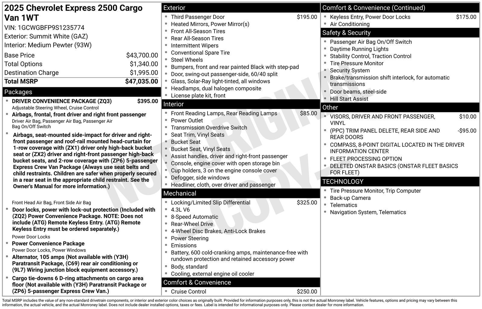 Used 2025 Chevrolet Express 2500 Extended w/ Driver Convenience Package RWD image 26
