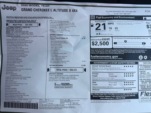 New 2025 Jeep Grand Cherokee L Altitude image 37