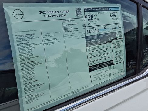 New 2026 Nissan Altima 2.5 SV AWD/4WD image 6
