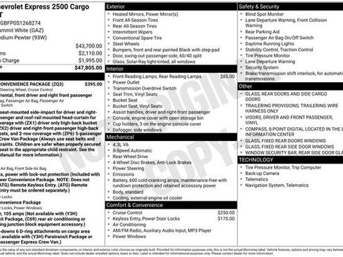 New 2025 Chevrolet Express 2500 Work Van 3D Extended Cargo Van w/ Driver Convenience Package image 4