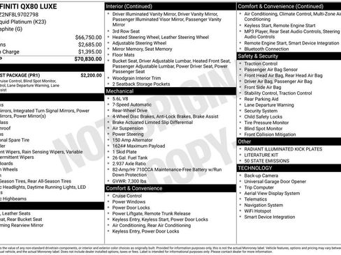 Used 2020 INFINITI QX80 Luxe w/ Proassist Package image 42