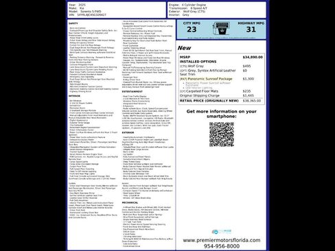 Used 2025 Kia Sorento S w/ Panoramic Sunroof Package FWD image 2