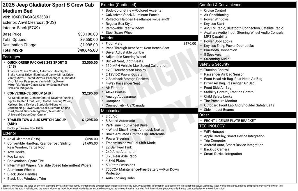 Used 2025 Jeep Gladiator Sport AWD/4WD image 10