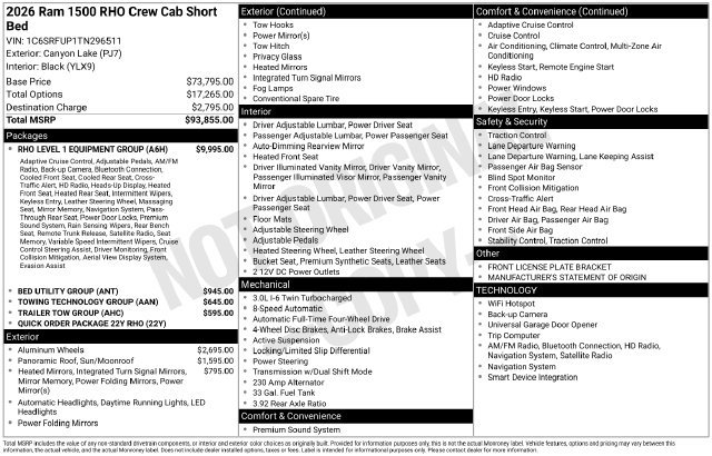 New 2026 RAM 1500 RHO w/ RHO Level 1 Equipment Group AWD/4WD image 18