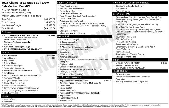 New 2026 Chevrolet Colorado Z71 w/ Z71 Convenience Package 2 AWD/4WD image 15