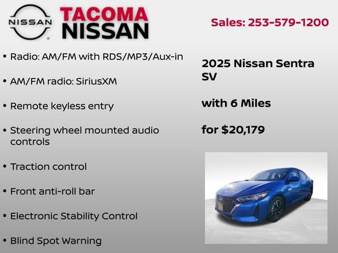 Certified 2025 Nissan Sentra SV w/ Trunk Package image 6