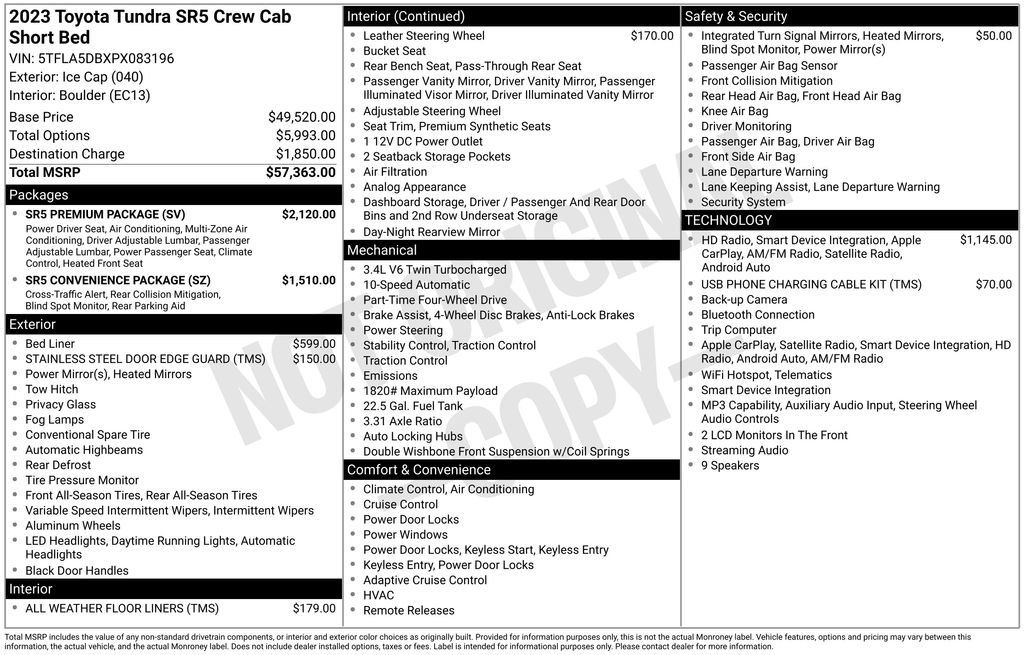 Used 2023 Toyota Tundra SR5 w/ SR5 Premium Package AWD/4WD image 39