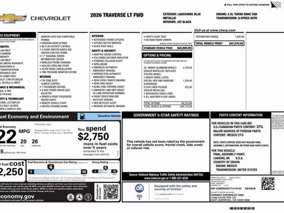 New 2026 Chevrolet Traverse LT w/ LPO, Floor Liner Package
