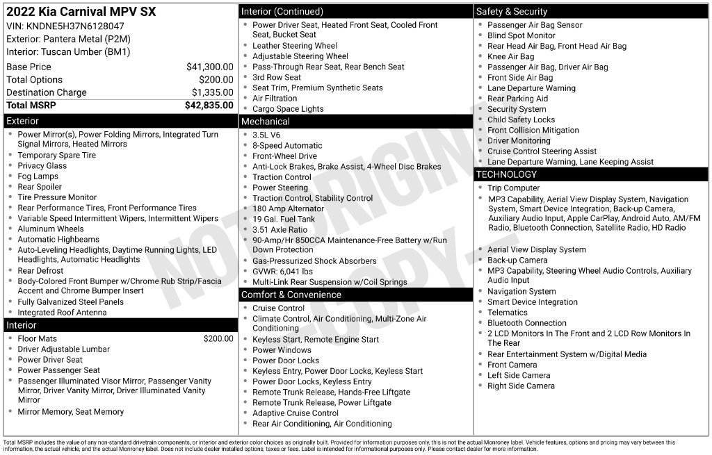 Used 2022 Kia Carnival SX FWD image 15
