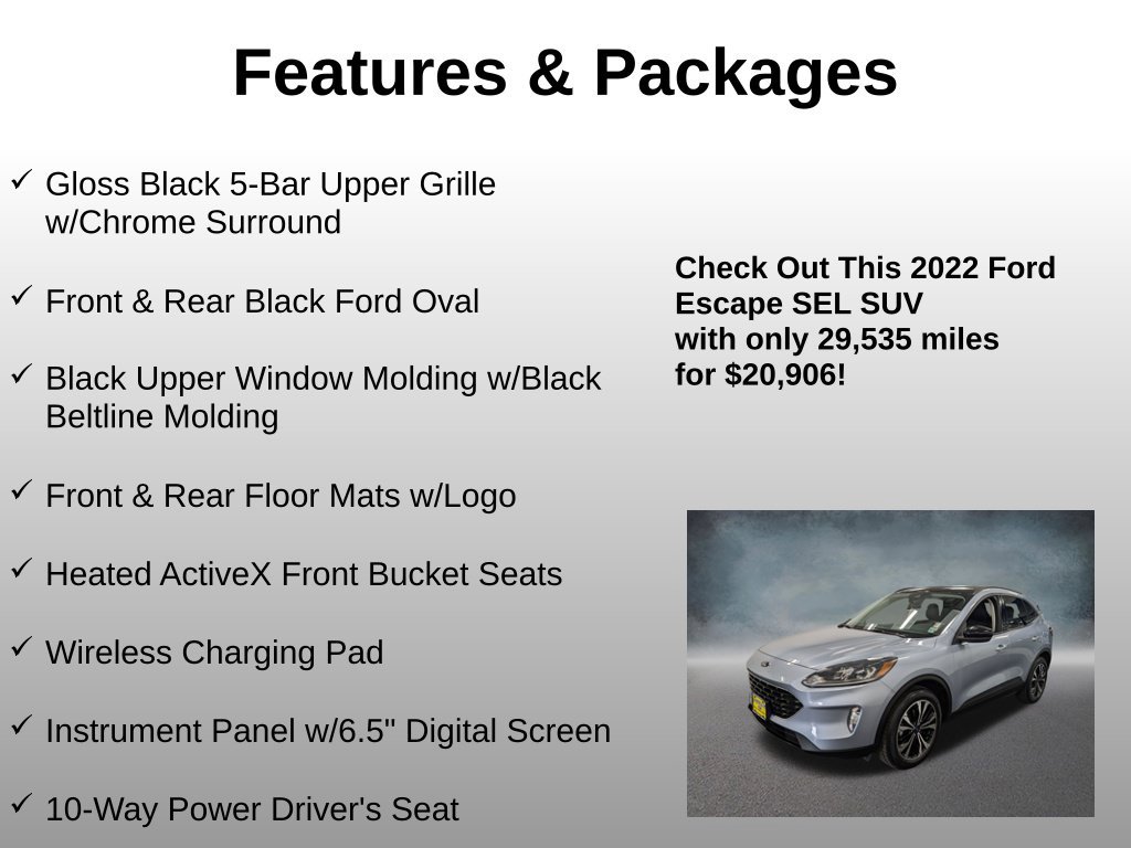 Certified 2022 Ford Escape SEL w/ SEL Stealth AWD Package image 8