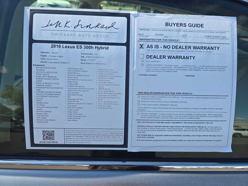 Used 2016 Lexus ES 300h w/ Navigation System Package FWD image 15