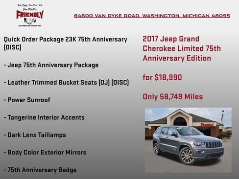 Used 2017 Jeep Grand Cherokee Limited 75th Anniversary AWD/4WD image 5