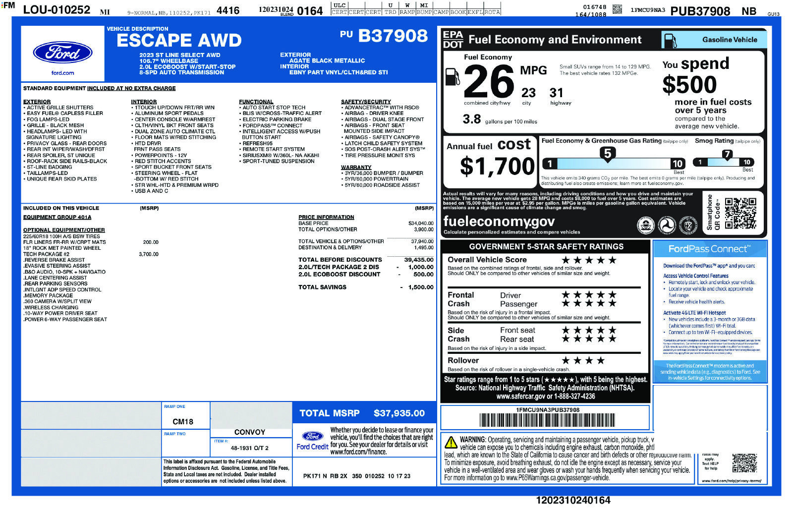 Used 2023 Ford Escape ST-Line Select w/ Tech Pack #2 AWD/4WD image 3