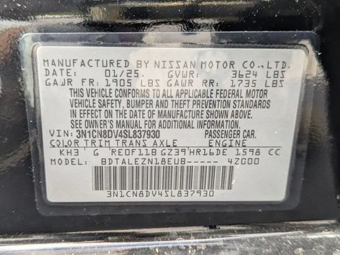 Certified 2025 Nissan Versa S w/ Trunk Package FWD image 27