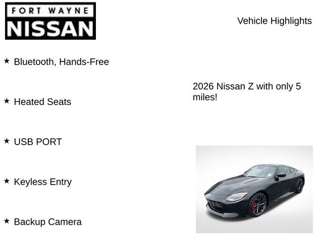 New 2026 Nissan Z Performance w/ Floor Mat Package RWD image 8