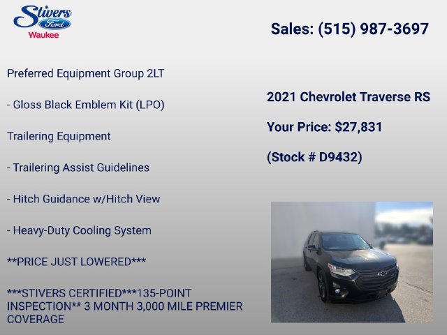 Used 2021 Chevrolet Traverse RS AWD/4WD image 8