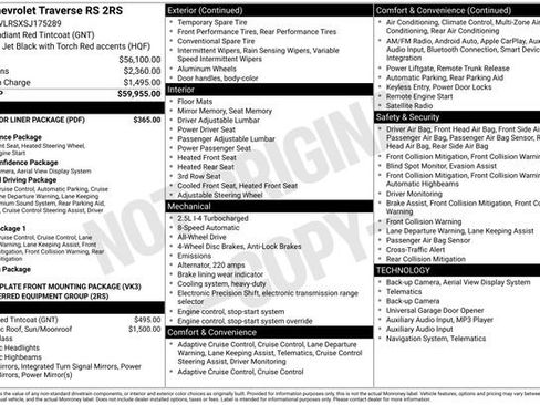 Certified 2025 Chevrolet Traverse RS w/ LPO, Floor Liner Package image 28