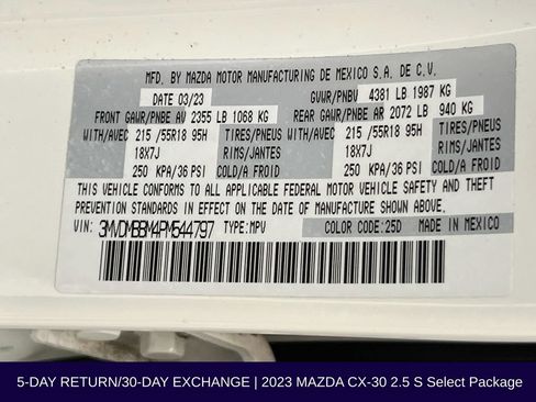 Used 2023 MAZDA CX-30 AWD 2.5 S w/ Select Package image 35
