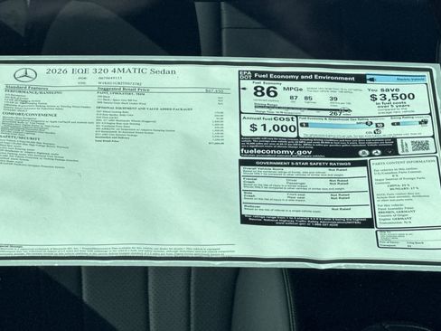 New 2026 Mercedes-Benz EQE 320 4MATIC Sedan image 29