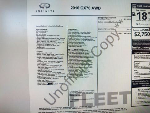 Used 2016 INFINITI QX70 AWD image 24