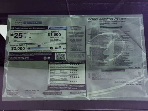 New 2026 MAZDA CX-90 3.3 Turbo w/ Premium Sport Pkg image 20