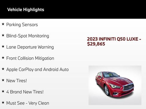Used 2023 INFINITI Q50 Luxe w/ Cargo Package RWD image 49