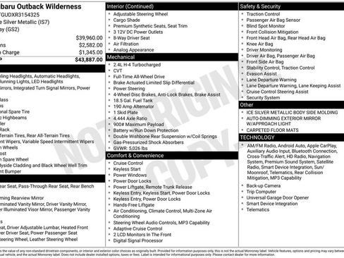 Certified 2024 Subaru Outback Wilderness AWD/4WD image 26