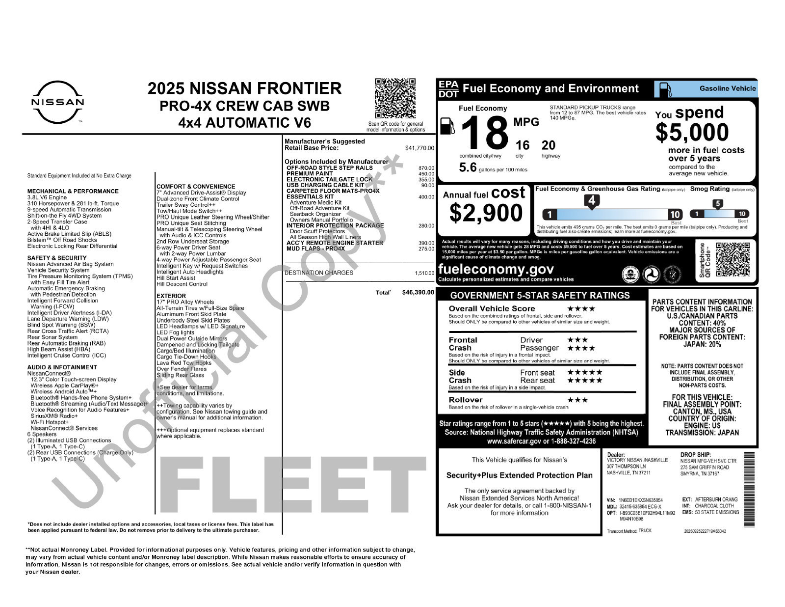 Certified 2025 Nissan Frontier PRO-4X w/ Interior Protection Package AWD/4WD image 2