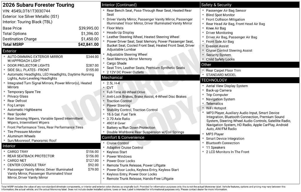 Certified 2026 Subaru Forester Touring AWD/4WD image 35
