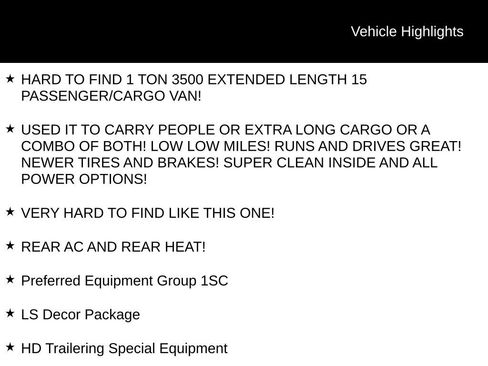 Used 2000 Chevrolet Express 3500 Extended Passenger w/ LS Preferred Equipment Group image 5