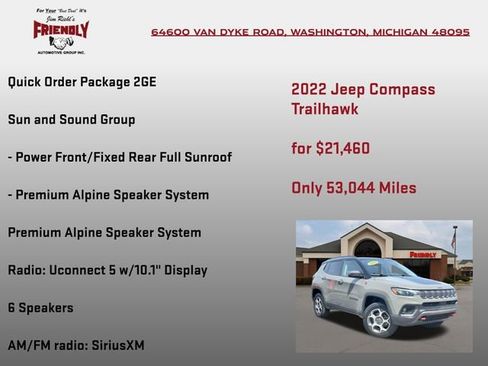 Used 2022 Jeep Compass Trailhawk w/ Sun and Sound Group AWD/4WD image 5