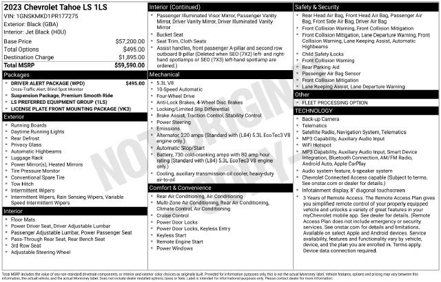 Used 2023 Chevrolet Tahoe LS w/ Driver Alert Package AWD/4WD image 50