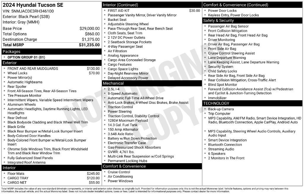 Certified 2024 Hyundai Tucson SE AWD/4WD image 16