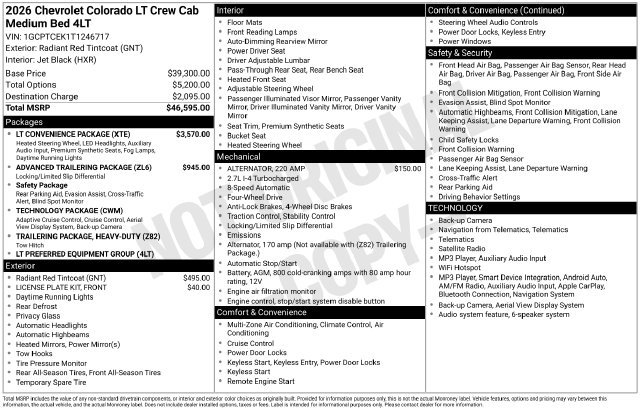 New 2026 Chevrolet Colorado LT w/ LT Convenience Package AWD/4WD image 25