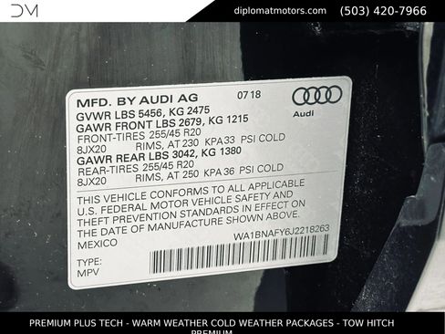 Used 2018 Audi Q5 2.0T Premium Plus w/ Premium Plus Package AWD/4WD image 53