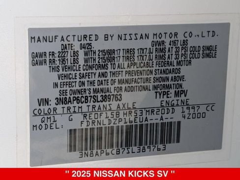 Certified 2025 Nissan Kicks SV AWD/4WD image 39
