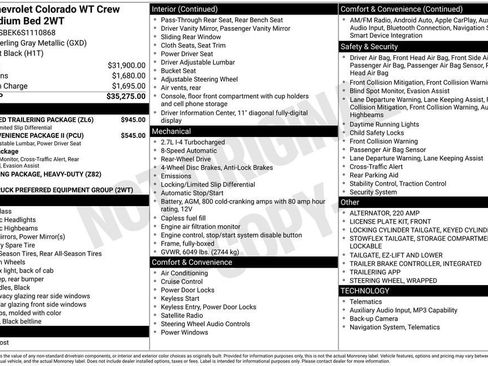 Used 2025 Chevrolet Colorado W/T w/ Advanced Trailering Package RWD image 2